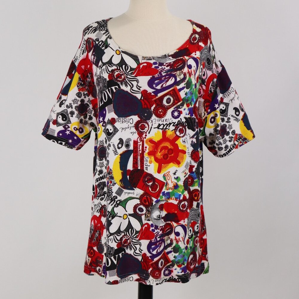 🌺 Vintage Moschino Jeans NWOT Graphic Graffiti Shirt Blouse Top Loft Wear XL